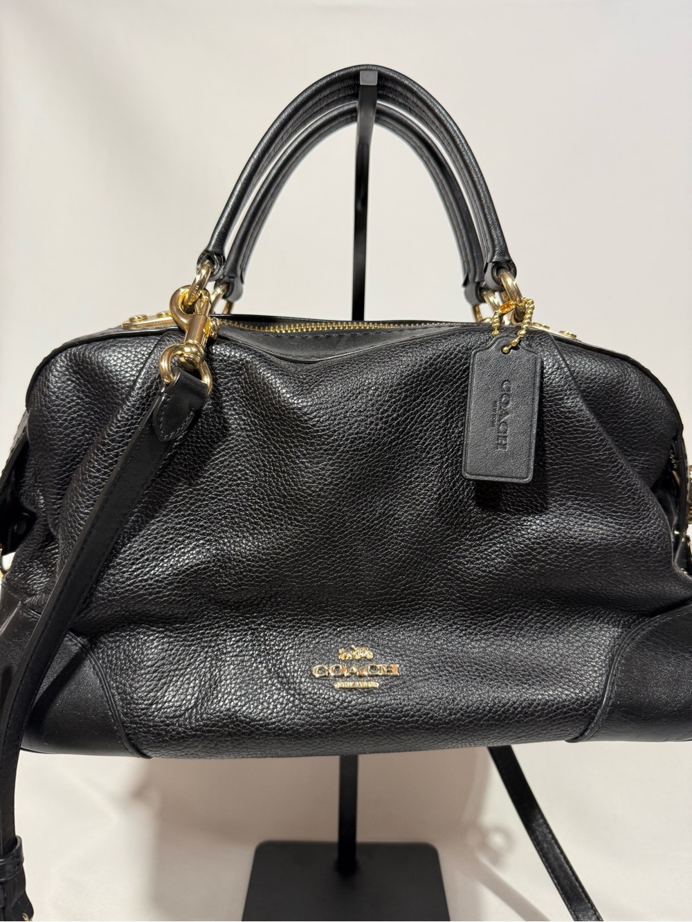 Coach Black Leather Lane Satchel Bag - Picture 2 of 9